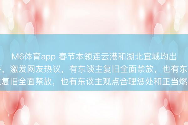 M6体育app 春节本领连云港和湖北宜城均出现燃放烟花炮竹安全事件,激发网友热议,有东谈主复旧全面禁放,也有东谈主观点合理惩处和正当燃放