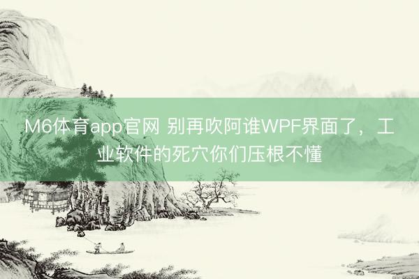 M6体育app官网 别再吹阿谁WPF界面了，工业软件的死穴你们压根不懂
