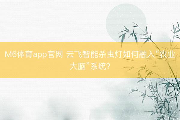 M6体育app官网 云飞智能杀虫灯如何融入“农业大脑”系统？
