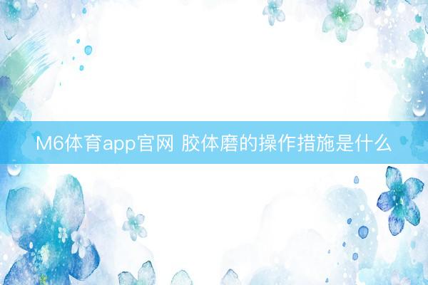 M6体育app官网 胶体磨的操作措施是什么