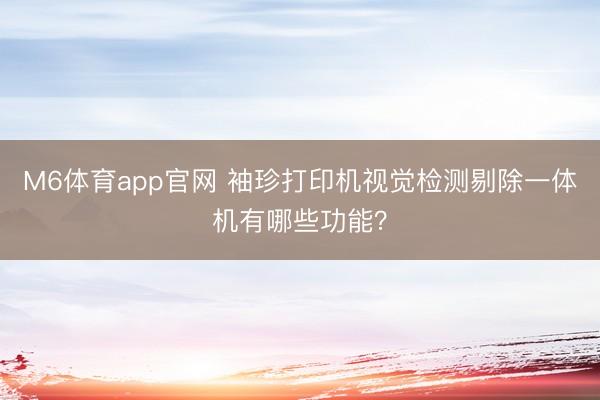 M6体育app官网 袖珍打印机视觉检测剔除一体机有哪些功能？